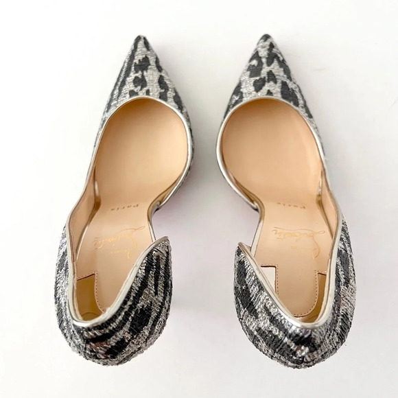 CHRISTIAN LOUBOUTIN | Iriza Lurex Gigi Specchio Black Silver Leopard Glitter 8 - Picture 8 of 14